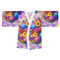 Floral sommerfugl kimono – Fargerikt heldekkende trykk med lange ermer