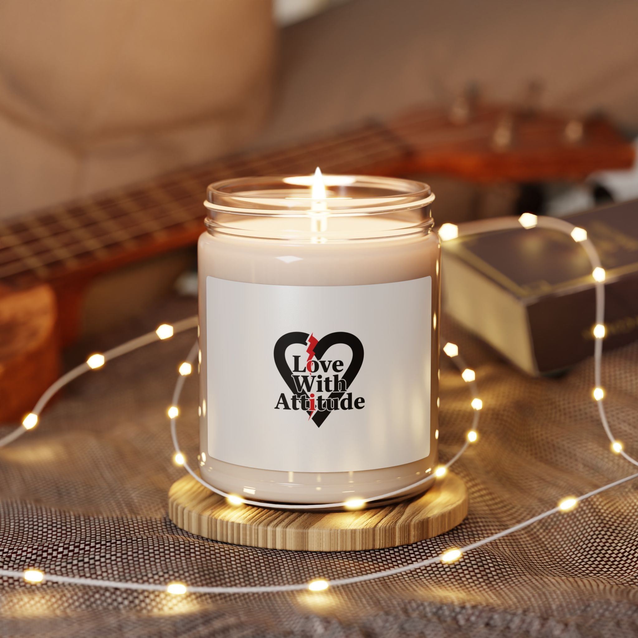 Punk Heart Graphic Candle, Soy Jar | Minimalist Chain Heart, Modern Love Icon