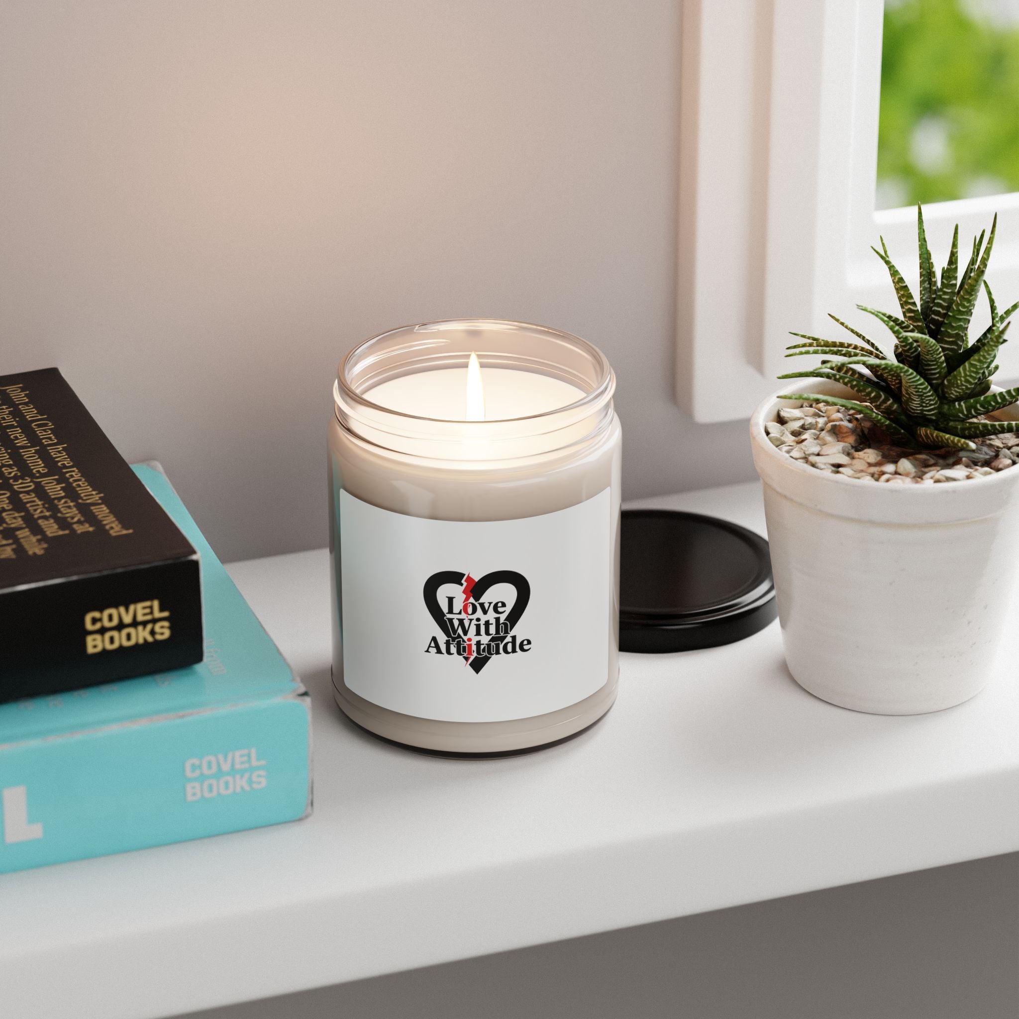 Punk Heart Graphic Candle, Soy Jar | Minimalist Chain Heart, Modern Love Icon