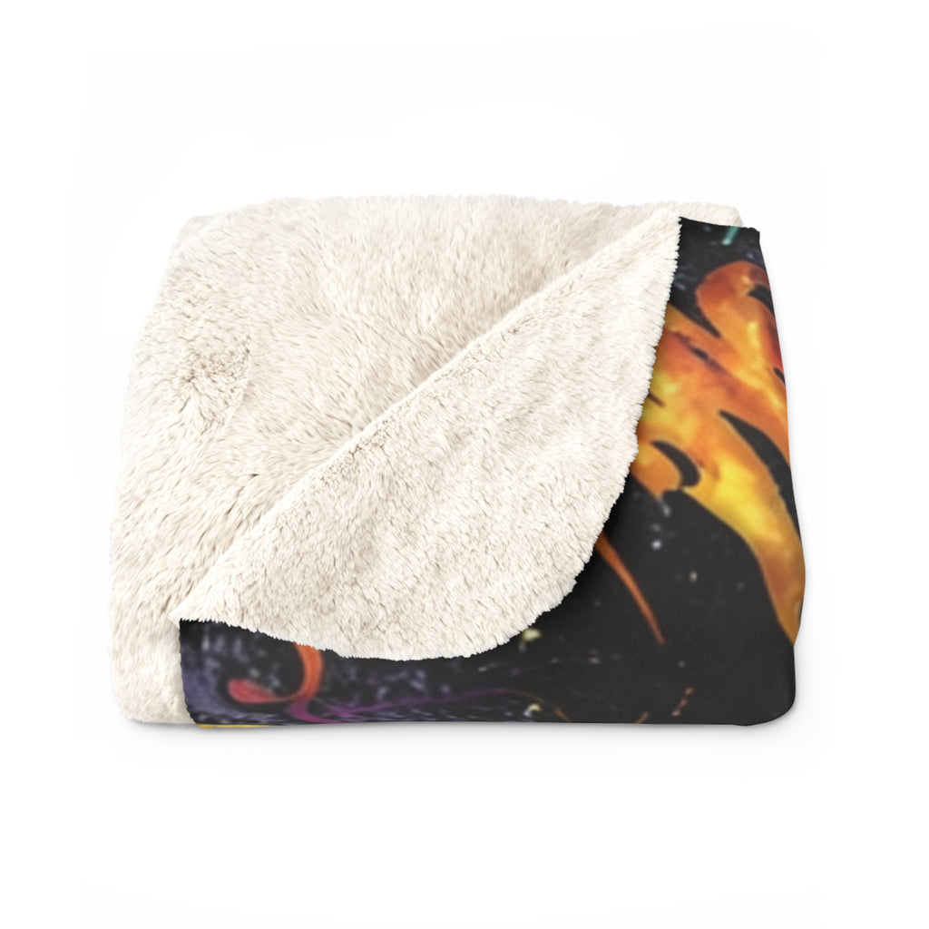 Sherpa Blanket — Colorful Cosmic Flame Fleece Throw